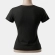CAMISETA FEMININA PRETA, LOGO EMBORRACHADA