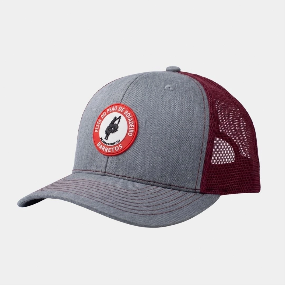 BONE TRUCKER CINZA E VINHO, LOGO EMBORRACHADA