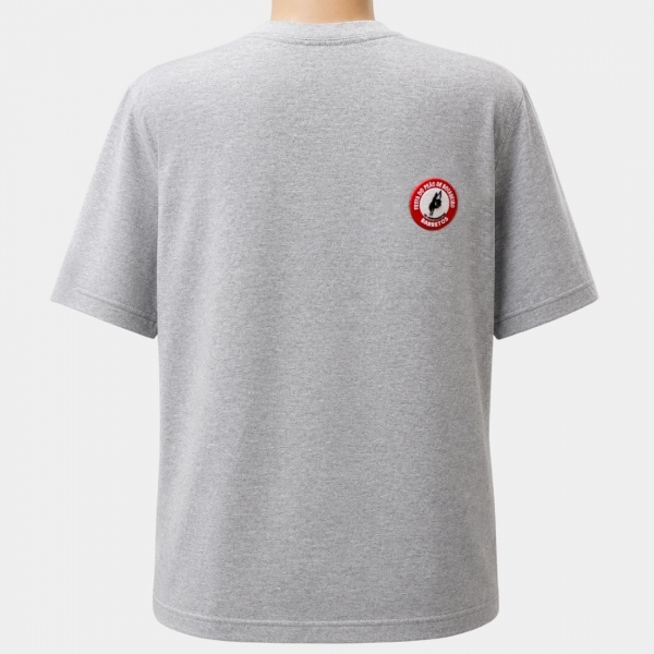 CAMISETA MASCULINA MESCLA MEDIO, LOGO EMBORRACHADA