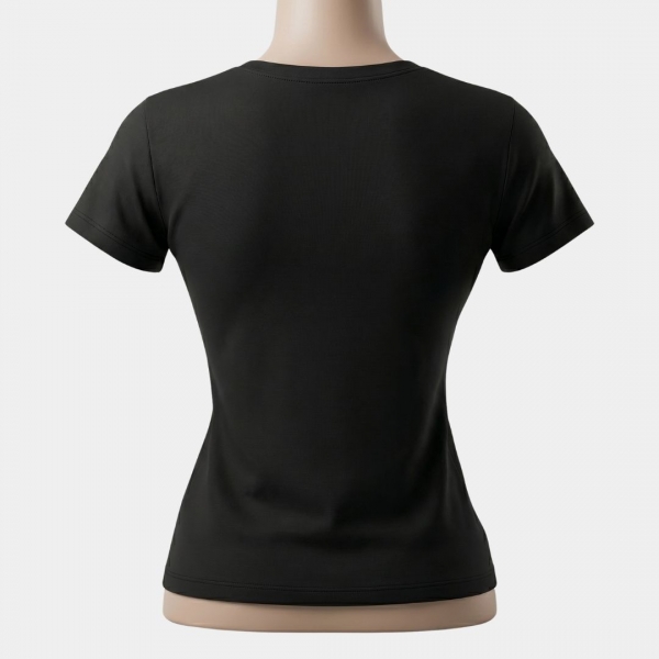 CAMISETA FEMININA PRETA (ROSETA)