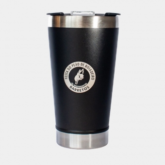 COPO TERMICO FESTA DO PEÃO COM ABRIDOR - PRETO 500ML