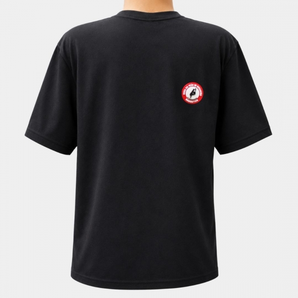 CAMISETA MASCULINA PRETA, LOGO EMBORRACHADA