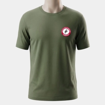 CAMISETA MASCULINA VERDE MUSCO, LOGO EMBORRACHADA