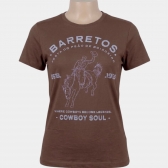 CAMISETA FEMININA LOGO BARRETOS MARROM