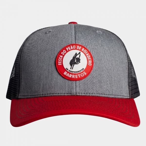 BONE CINZA E VERMELHO LOGO EMBORRACHADA