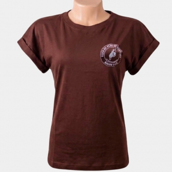 CAMISA FEMININA  LOGO ROSETA MARROM