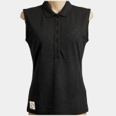 POLO FEMININA PRETA, REGATA, LOGO TRADICIONAL - M
