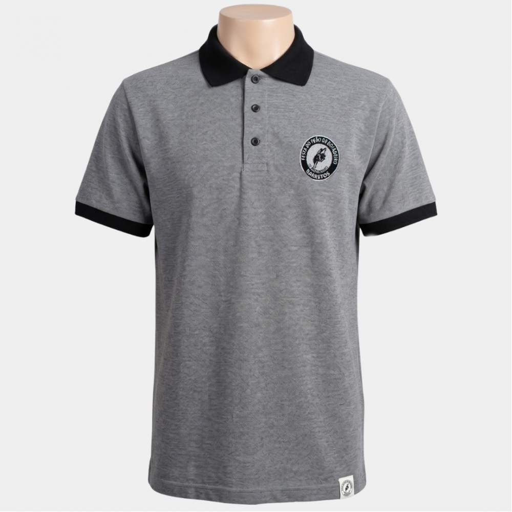 POLO MASCULINA LOGO BASICA - POLO MASCULINA LOGO BASICA-CINZA MESCLA-M