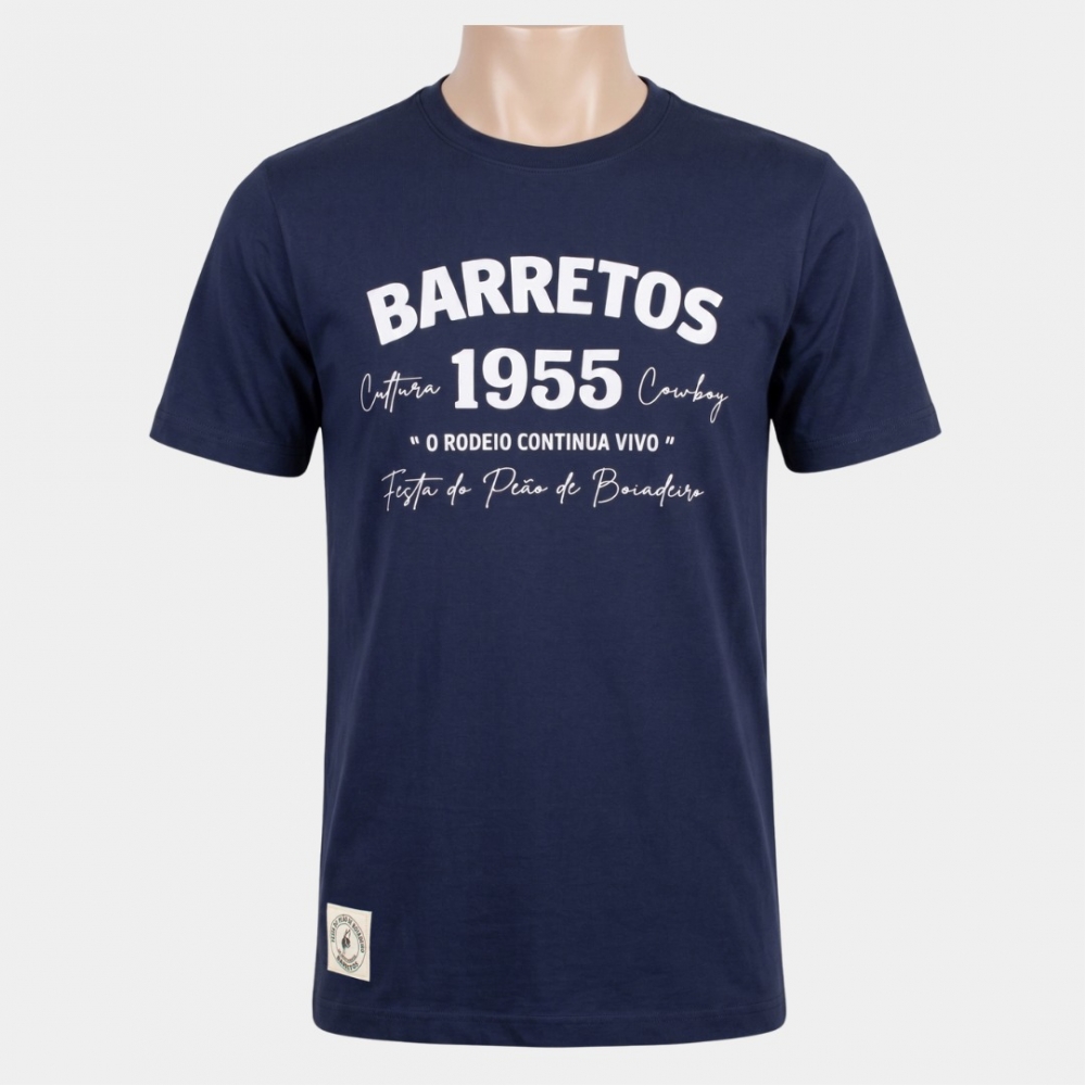 CAMISETA MASCULINA ESTAMPA FLOCADO - CAMISETA MASCULINA ESTAMPA FLOCADO- AZUL MARINHO - M