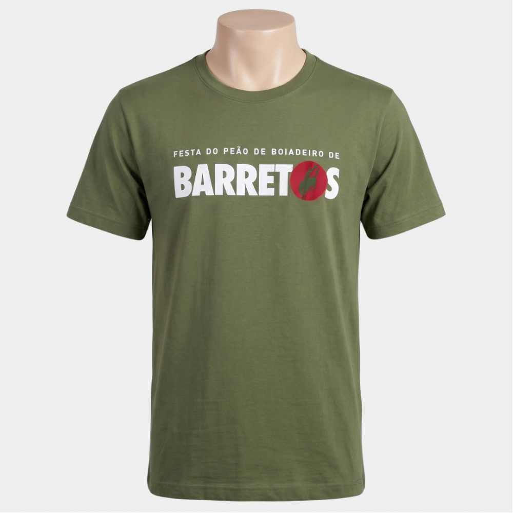 CAMISETA MASCULINA  LOGO BARRETOS - CAMISETA MASCULINA LOGO BARRETOS VERDE MILITAR -M