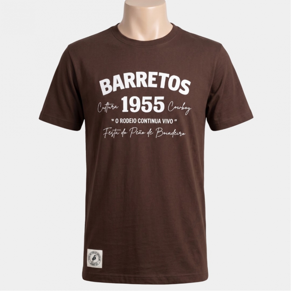 CAMISETA MASCULINA ESTAMPA FLOCADO - CAMISETA MASCULINA ESTAMPA FLOCADO- MARROM - G