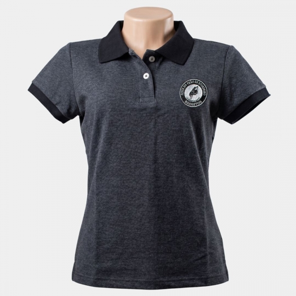 POLO FEMININA CINZA E PRETO