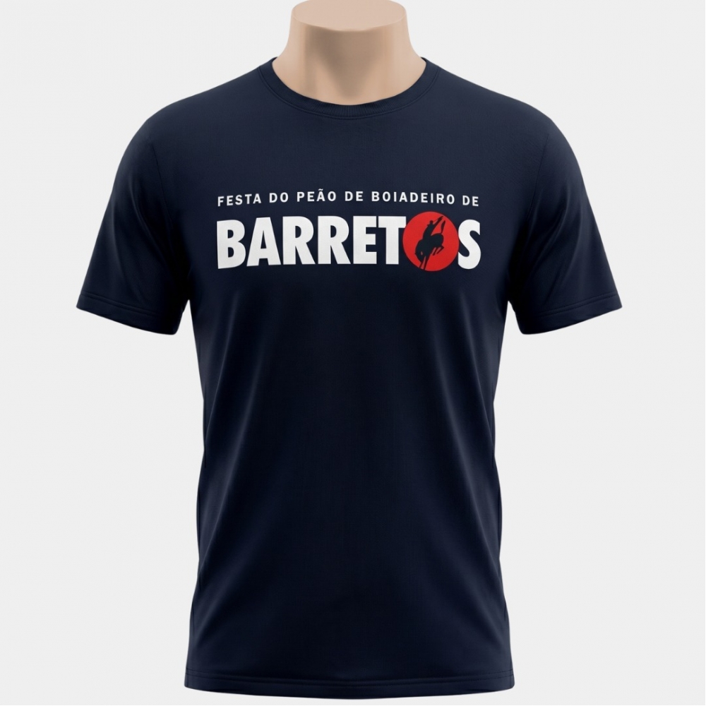 CAMISETA MASCULINA  LOGO BARRETOS - CAMISETA MASCULINA LOGO BARRETOS AZUL MARINHO-G