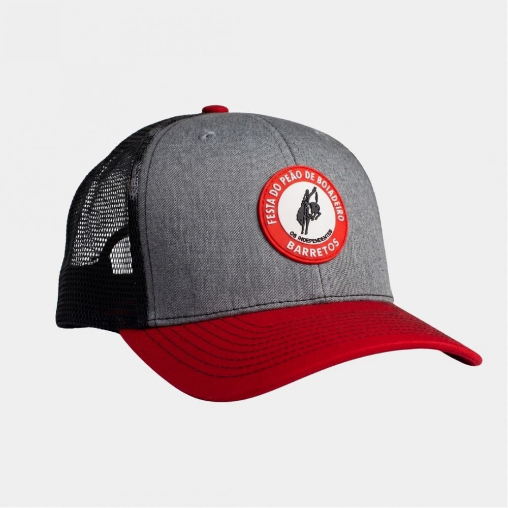 BONE CINZA E VERMELHO LOGO EMBORRACHADA