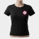 CAMISETA FEMININA PRETA, LOGO EMBORRACHADA
