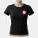 CAMISETA FEMININA PRETA, LOGO EMBORRACHADA