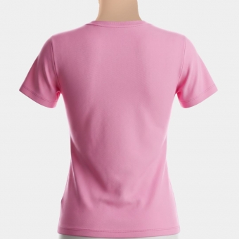 CAMISETA FEMININA ROSA, LOGO EMBORRACHADA